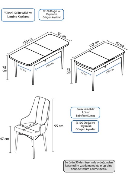Concept Kar Serisi 80 x 132 cm Açılabilir Mdf Mutfak Masa Takımı Siyah Mermer Desen Masa 4 Sandalye