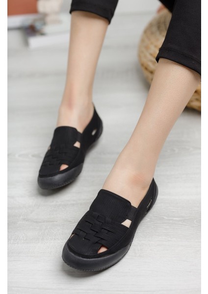 Ortopedik Ped Lastikli Siyah Kadın Ayakkabı modelleri