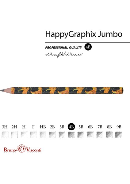 "Happy Graphix" Jumbo Kurşun Kalem 4B-3,5 mm Leopar Desenli