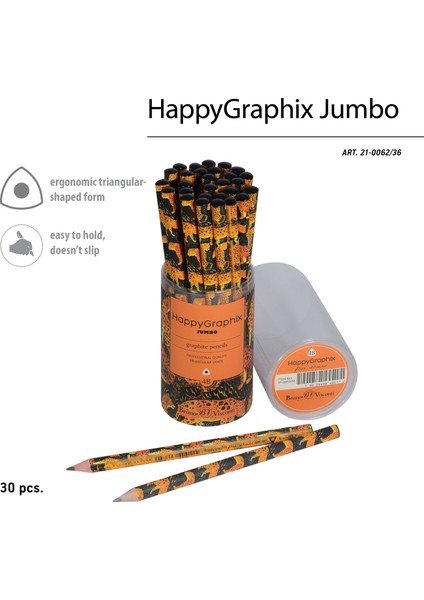 "Happy Graphix" Jumbo Kurşun Kalem 4B-3,5 mm Leopar Desenli