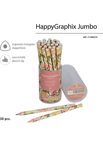 "happy Graphix" Jumbo Kurşun Kalem 4b ,3,5 Mm. Çiçekler