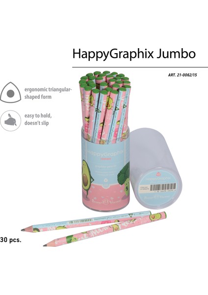 "happy Graphix" Jumbo Kurşun Kalem 4b ,3,5 Mm. Avokado fırsatları
