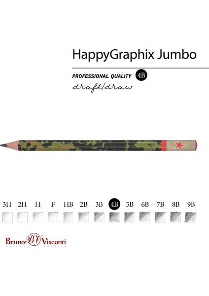 "happy Graphix" Jumbo Kurşun Kalem 4b ,3,5 Mm. Askeri fiyatları