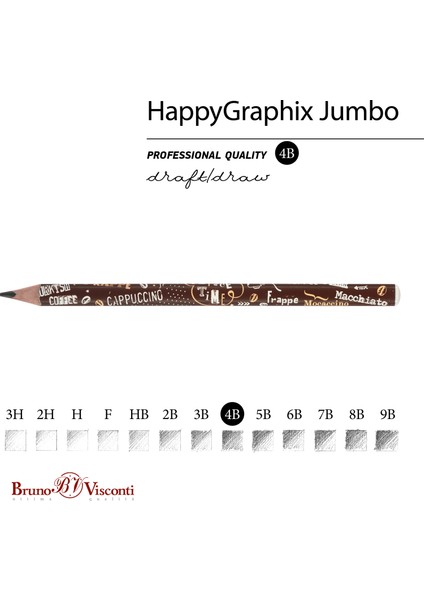 Bruno Visconti "happy Graphix" Jumbo Kurşun Kalem 4b ,3,5 Mm. Kahve Saati