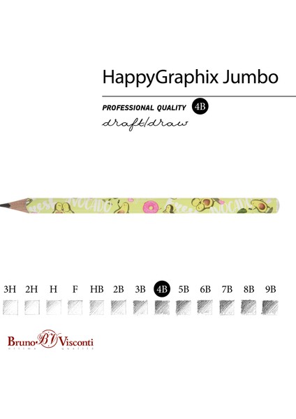 "happy Graphix" Jumbo Kurşun Kalem 4b ,3,5 Mm. Avokado modelleri