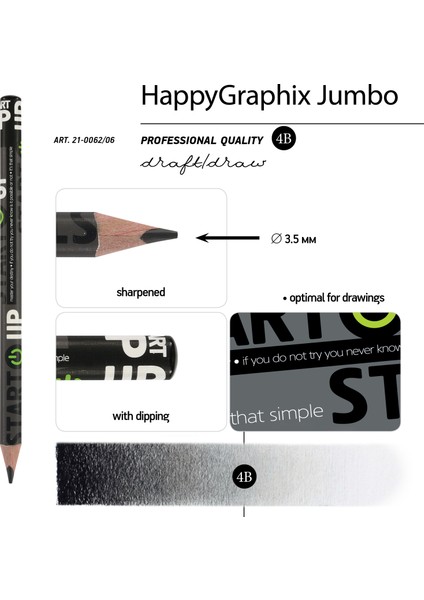 "happy Graphix" Jumbo Kurşun Kalem 4b ,3,5 Mm. Start Up modelleri