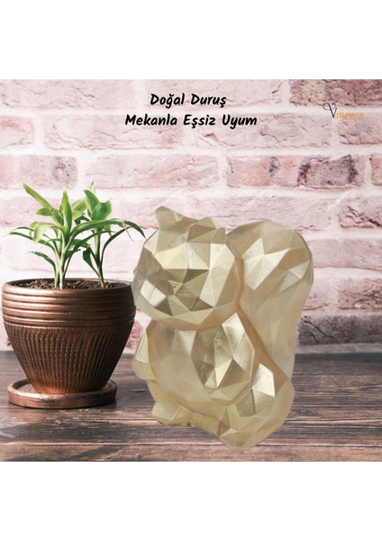 Dekoratif Sincap Biblo Heykel El Yapımı Sevimli Eşyası Poly Model Tasarım Ürünü