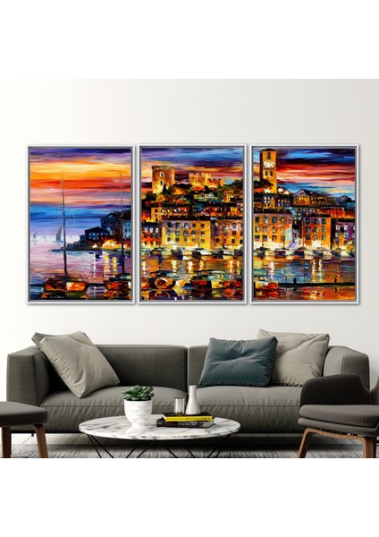 3 Parçalı Beyaz Çerçeveli Kanvas Tablo, Oil Posteri, Gün Batımı 3 Boyutlu Kanvas, fiyatları