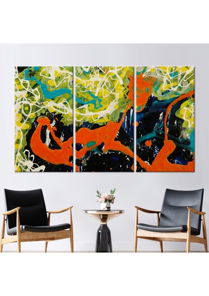 3 Parçalı Kanvas Tablo, Yeşil Hediye Kanvas, Soyut Hediye Kanvas, Modern Kanvas Dekor,