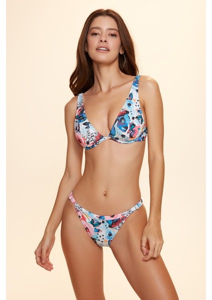 No Gossıp Unıqe Ayarlı Ince Kenarlı Bikini Tek Alt Çiçek Desenli 229208-D