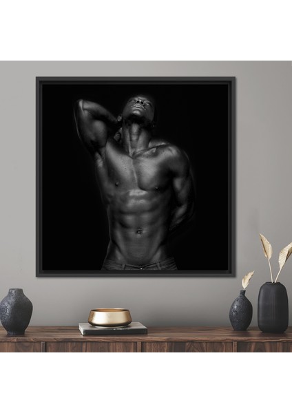 1 Parça Siyah Çerçeveli Kanvas Tablo, Seksi Adam Poster, Seksi Sanat, Şehvetli Kanvas Dekor,