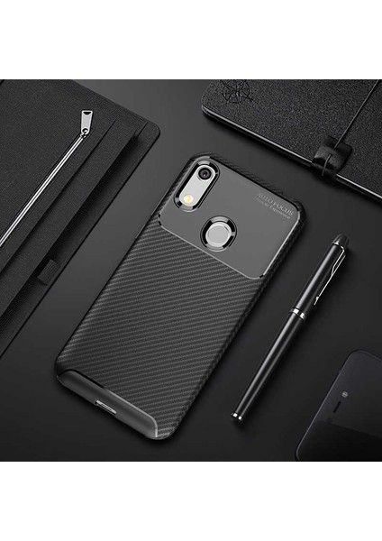 Huawei Honor 8A Kılıf Karbon Desenli Yüksek Kalite Negro Silikon Kapak