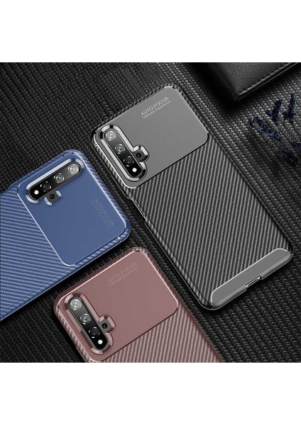 Huawei Honor 20 Kılıf Karbon Desenli Yüksek Kalite Negro Silikon Kapak