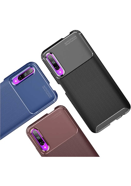 Huawei P Smart Pro 2019 Kılıf Karbon Desenli Yüksek Kalite Negro Silikon Kapak