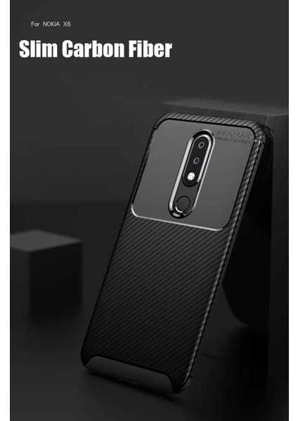 Nokia 5.1 Plus Kılıf Karbon Desenli Yüksek Kalite Negro Silikon Kapak