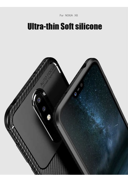 Nokia 5.1 Plus Kılıf Karbon Desenli Yüksek Kalite Negro Silikon Kapak