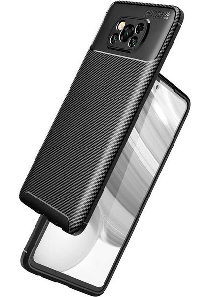Xiaomi Poco X3 Kılıf Karbon Desenli Yüksek Kalite Negro Silikon Kapak