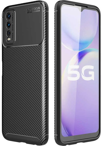 Vivo Y11S Kılıf Karbon Desenli Yüksek Kalite Negro Silikon Kapak