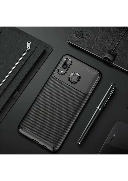 Galaxy A10S Kılıf Karbon Desenli Yüksek Kalite Negro Silikon Kapak