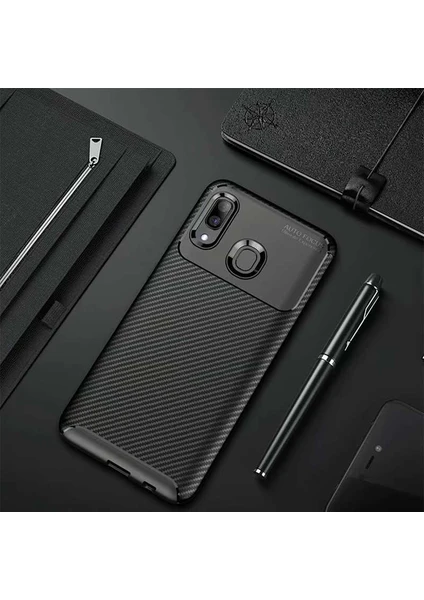 Kip GSM Galaxy A10S Kılıf Karbon Desenli Yüksek Kalite Negro Silikon Kapak