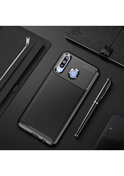 Galaxy M30 Kılıf Karbon Desenli Yüksek Kalite Negro Silikon Kapak