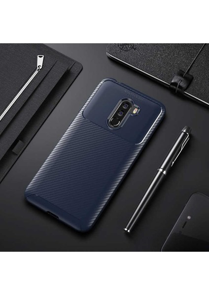 Xiaomi Pocophone F1 Kılıf Karbon Desenli Yüksek Kalite Negro Silikon Kapak