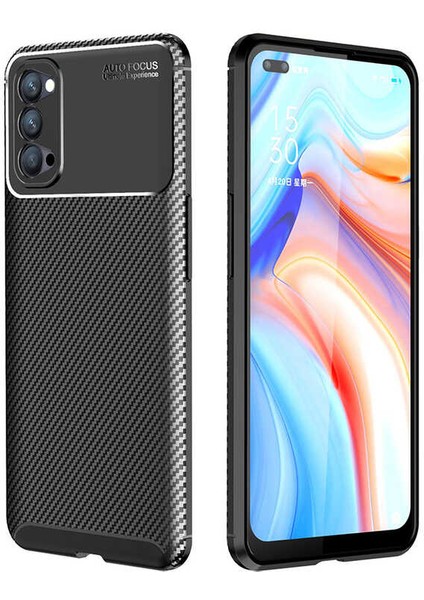 Oppo Reno 4 Kılıf Karbon Desenli Yüksek Kalite Negro Silikon Kapak