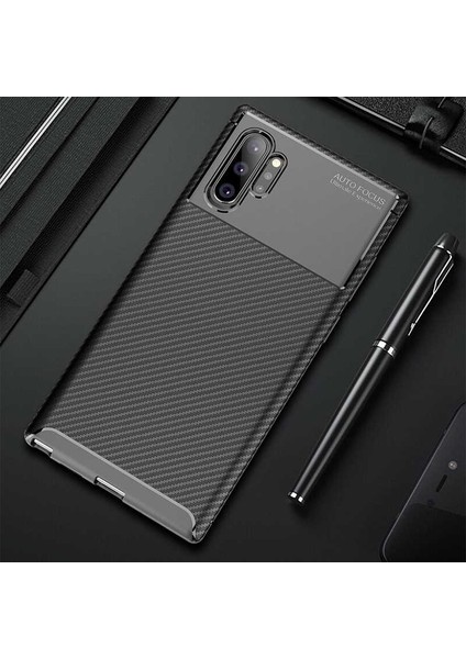 Galaxy Note 10 Plus Kılıf Karbon Desenli Yüksek Kalite Negro Silikon Kapak