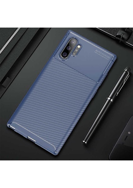 Galaxy Note 10 Plus Kılıf Karbon Desenli Yüksek Kalite Negro Silikon Kapak