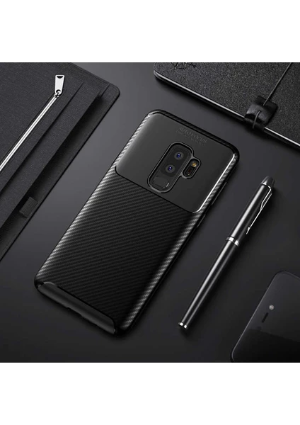 Kip GSM Galaxy S9 Plus Kılıf Karbon Desenli Yüksek Kalite Negro Silikon Kapak