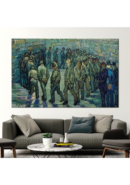 1 Parça Kanvas Tablo, Van Gogh Tarafından Egzersiz Yapan Mahkumlar, Van Gogh Kanvas Poster,