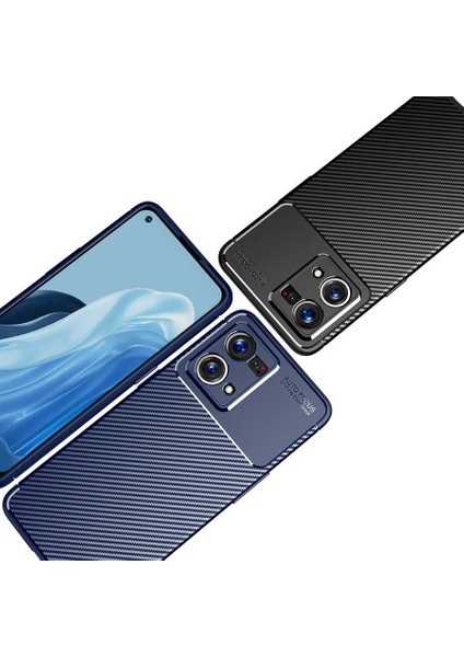 Oppo Reno 7 4g Kılıf Karbon Desenli Yüksek Kalite Negro Silikon Kapak