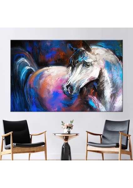 1 Parça Kanvas Tablo, Beyaz At Boyası, Beyaz At Sanat, Hayvan Sanat Eseri, Yağlı Boya Baskısı,