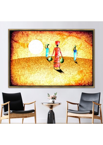 1 Parça Gold Çerçeveli Kanvas Tablo, Soyut Kanvas Baskı, Çöl Manzarası Kanvas,