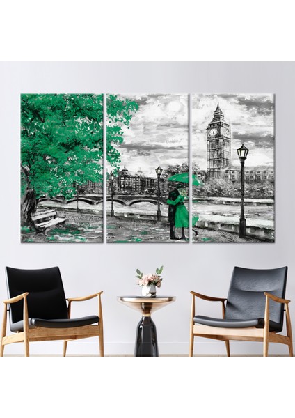 3 Parçalı Kanvas Tablo, Londra'daki Sevenler, Romantik Kanvas Dekor, Görüntüleme 3 Boyutlu Kanvas,