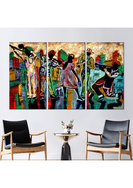 3 Parçalı Kanvas Tablo, Müzik 3 Boyutlu Kanvas, Müzik Odası Kanvas Dekor, Müzikal Sanat,