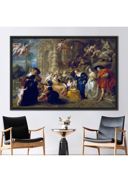 1 Parça Siyah Çerçeveli Kanvas Tablo, Aşk Bahçesi, Oil Sanat, Klasik Sanat, Üreme Kanvas Sanatı,