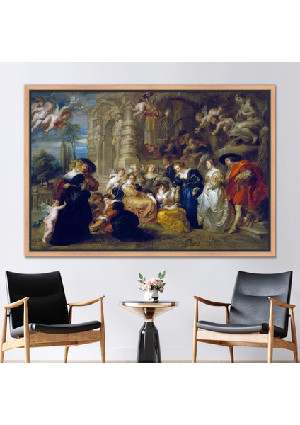 1 Parça Naturel Çerçeveli Kanvas Tablo, Aşk Bahçesi, Klasik Kanvas Poster, Üreme Sanat Eseri,