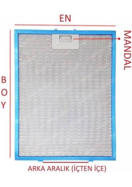 Bosch Davlumbaz 40X31,2 cm Arka Aralık 7,5cm Aspiratör Filtresi