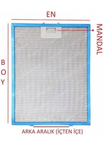 Kumtel Uyumlu Davlumbaz En 260 mm Boy 325 mm Filtresi 26X32,5 cm Aspiratör Yağ Filtre