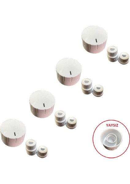 Cvs Düğme 4 Lü Takımı Ankastre Set Üstü Ocak Düğmesi - Tip 3 Beyaz (Yaysız) Görselle Eşleştiriniz