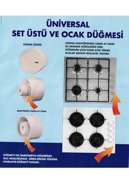 Cvs Düğme 4 Lü Takımı Ankastre Set Üstü Ocak Düğmesi - Tip 3 Beyaz (Yaysız) Görselle Eşleştiriniz