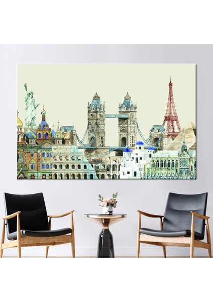 1 Parça Kanvas Tablo, Londra Kulesi Baskılı, Modern Peyzaj Sanat, Manzara Kanvas Sanatı,