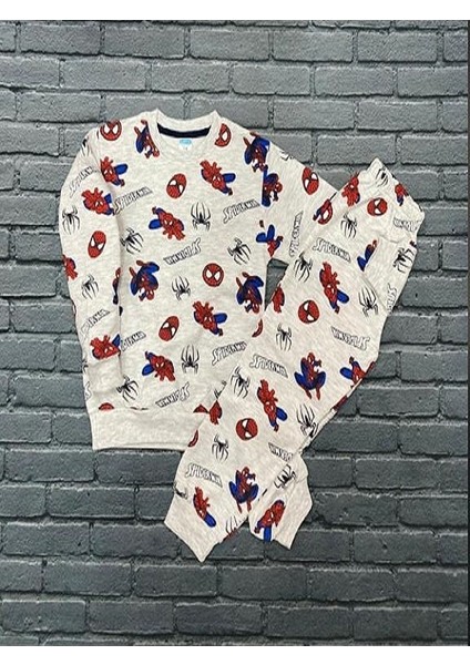 Erkek Çocuk Spiderman Baskılı Mevsimlik Şardonlu Ikili Takım