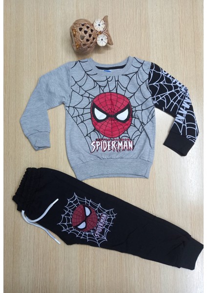 Erkek Çocuk Spiderman Baskılı Kompak Penye Ikili Takım