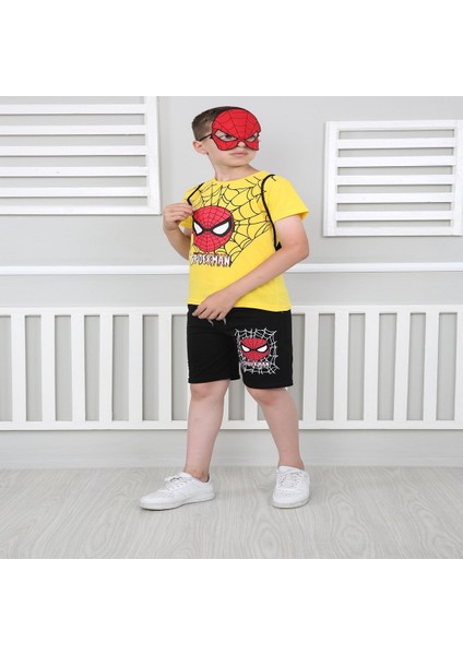 Erkek Çocuk Sarı Spiderman Çantalı Maskeli Dörtlü Takım indirimleri