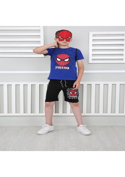 Erkek Çocuk Mavi Spiderman Çantalı Maskeli Dörtlü Takım