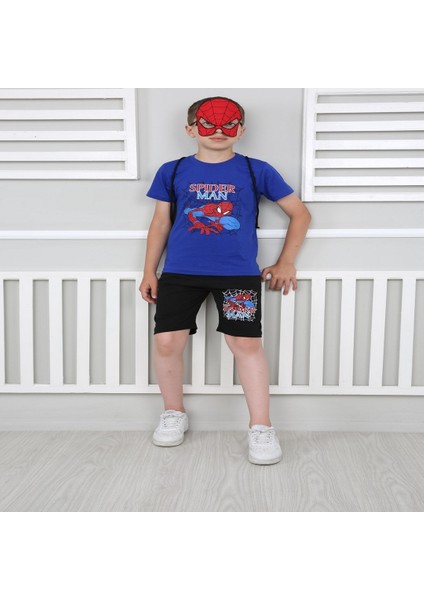 Erkek Çocuk Mavi Spiderman Çantalı Maskeli Dörtlü Takım