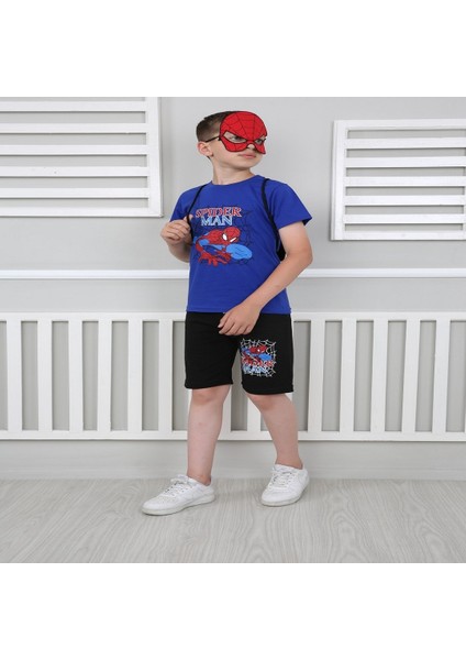 Erkek Çocuk Mavi Spiderman Çantalı Maskeli Dörtlü Takım modelleri