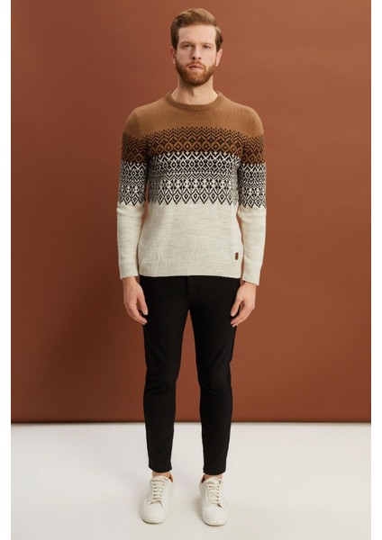 Bisiklet Yaka Desenli Kazak (E22-5709) fiyatları